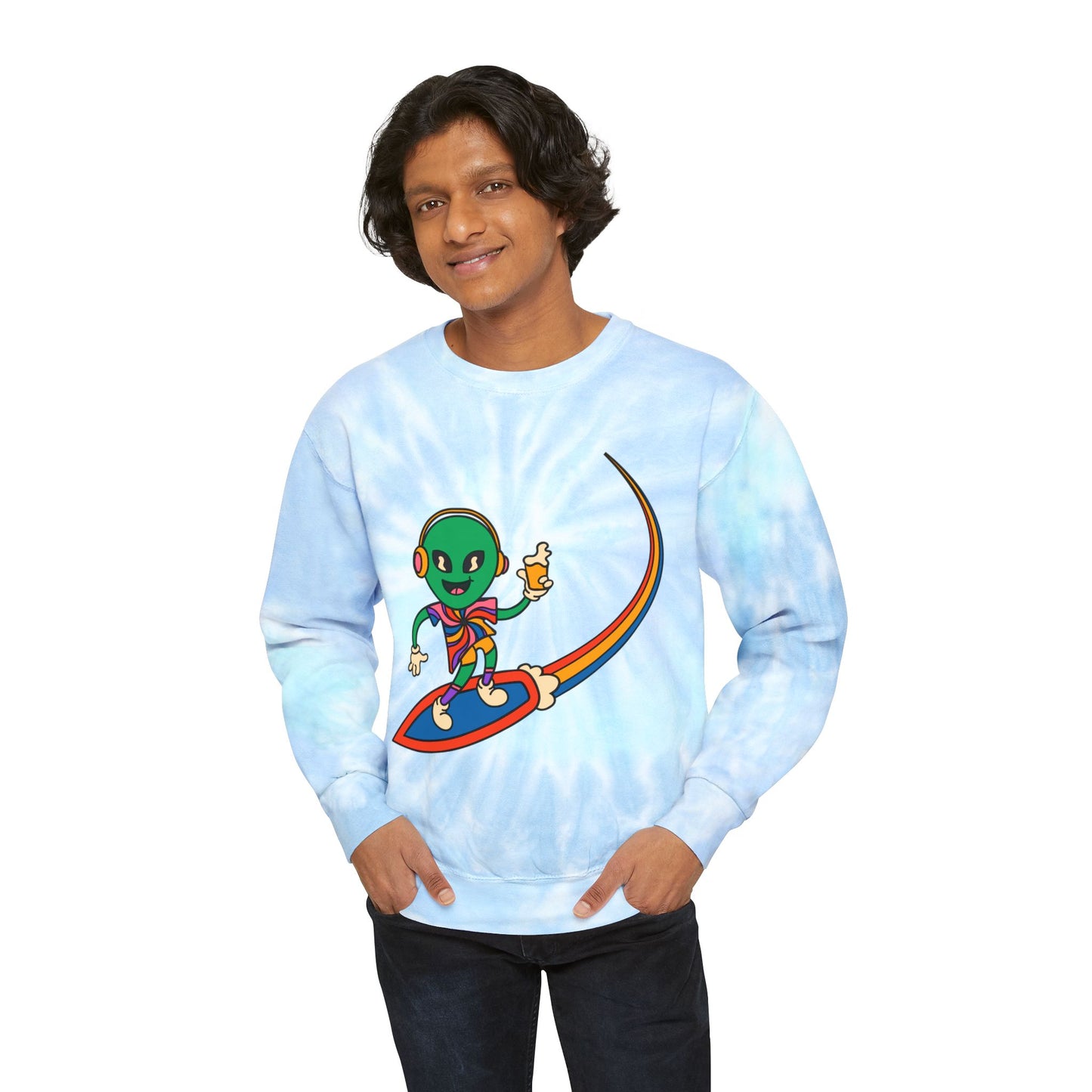 Youth Unisex Colorful Alien Tie-Dye Sweatshirt