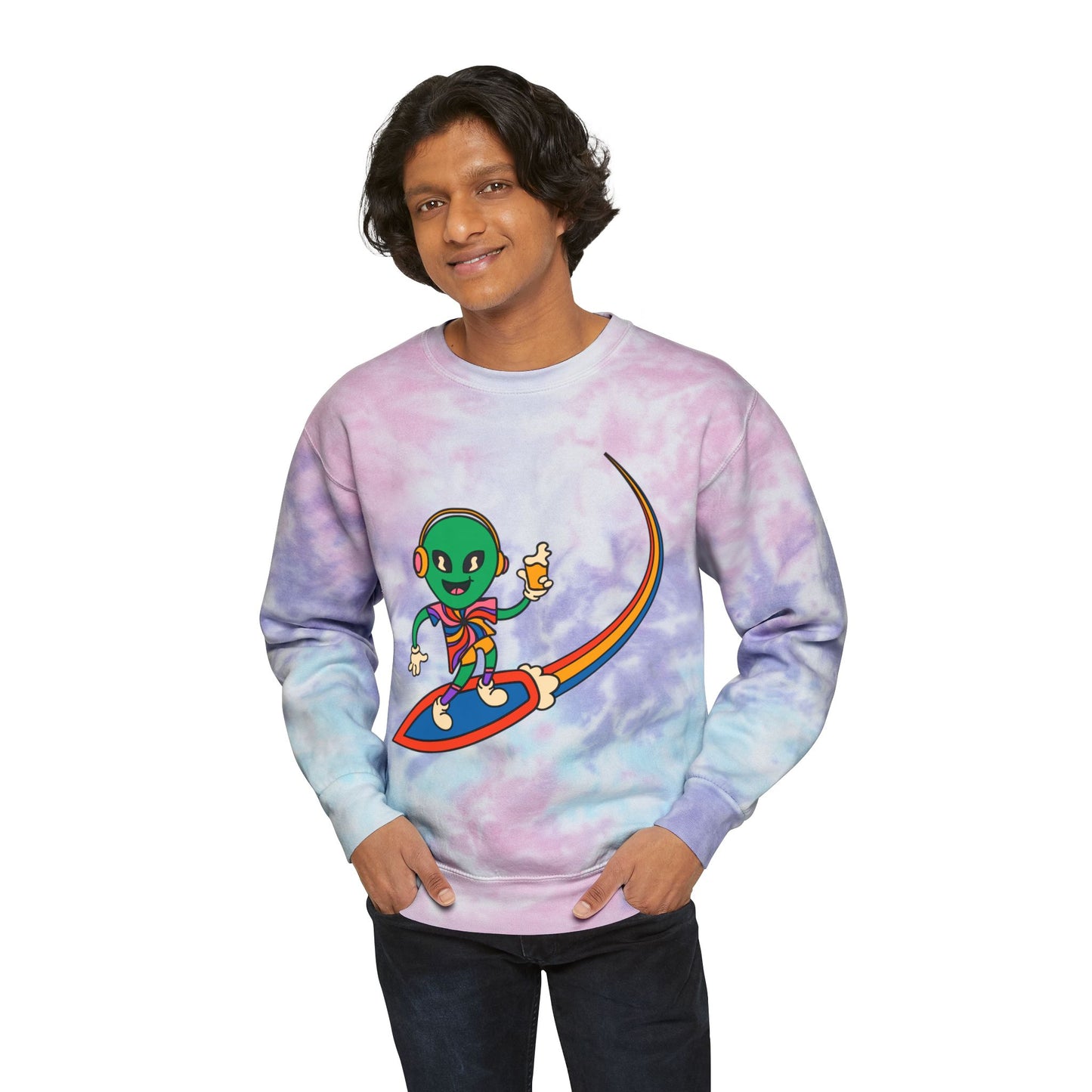 Youth Unisex Colorful Alien Tie-Dye Sweatshirt