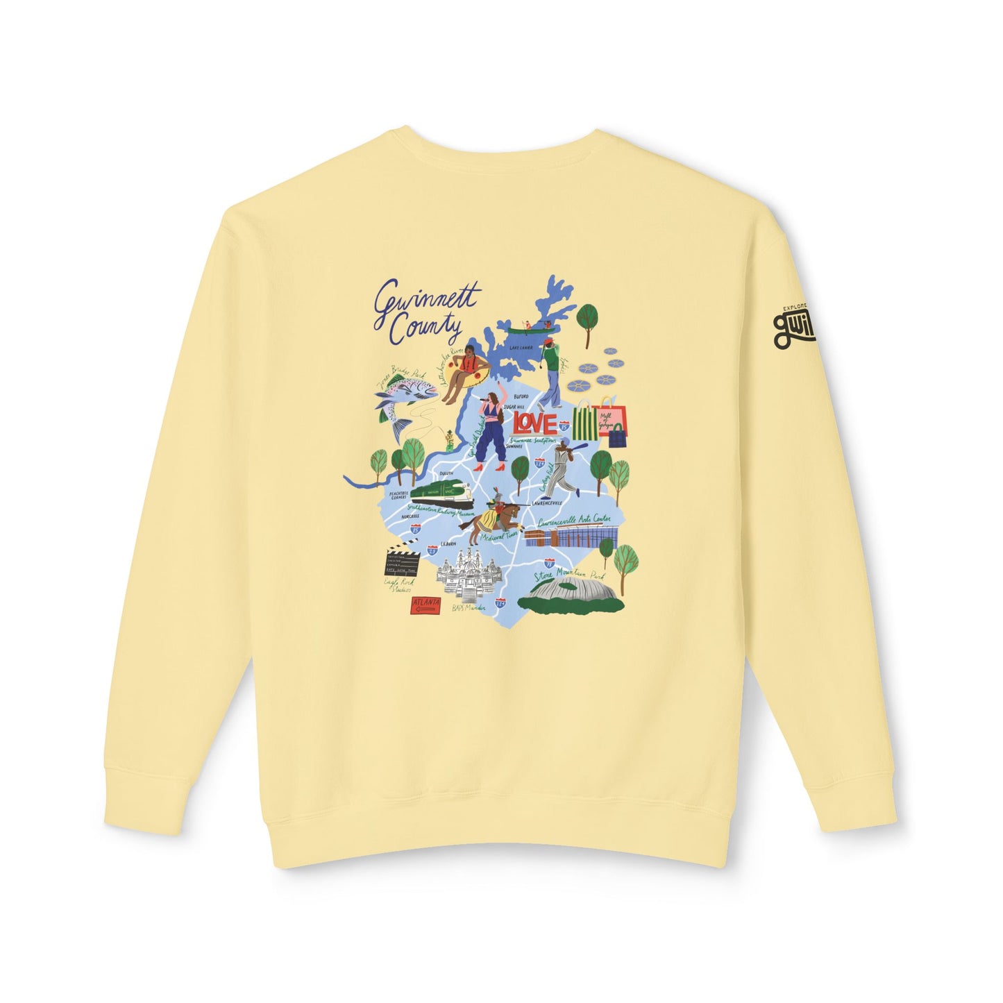 Gwinnett County Map Crewneck Sweatshirt