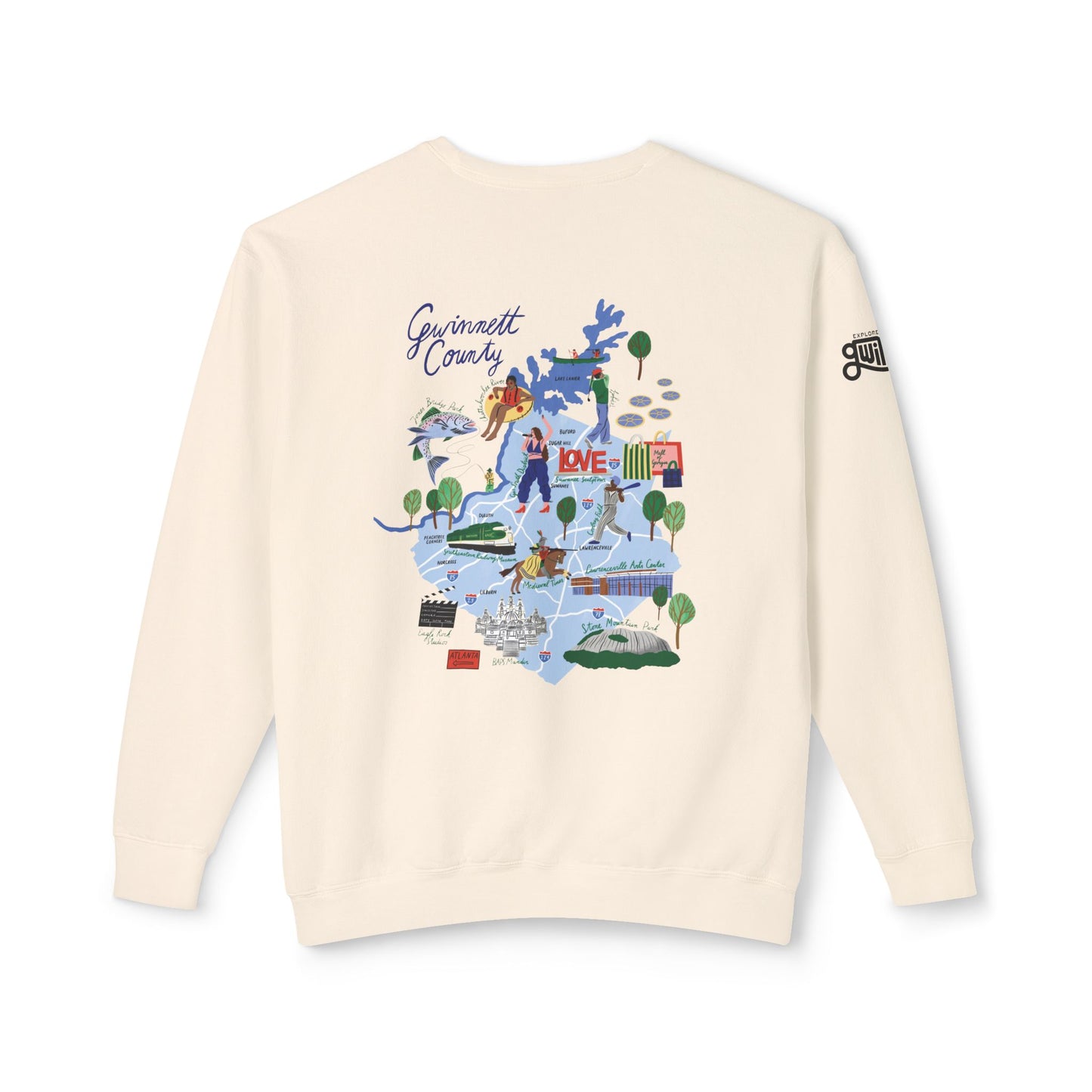 Gwinnett County Map Crewneck Sweatshirt