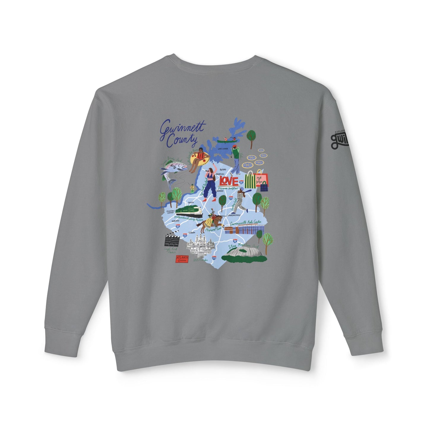 Gwinnett County Map Crewneck Sweatshirt