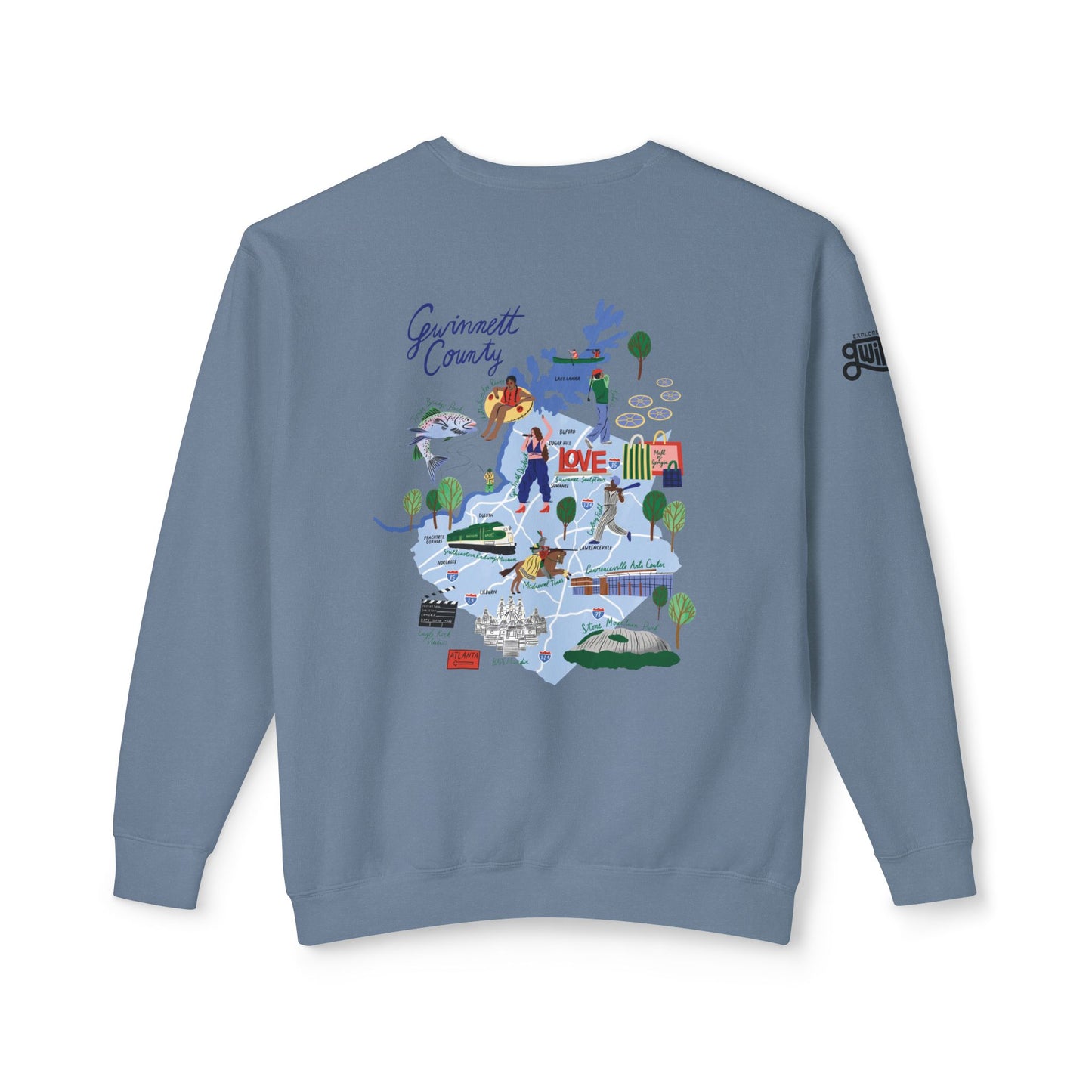 Gwinnett County Map Crewneck Sweatshirt