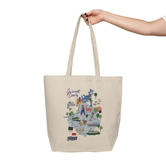 Gwinnett County Tote Bag — Illustrated Georgia Map Canvas Shopping Tote