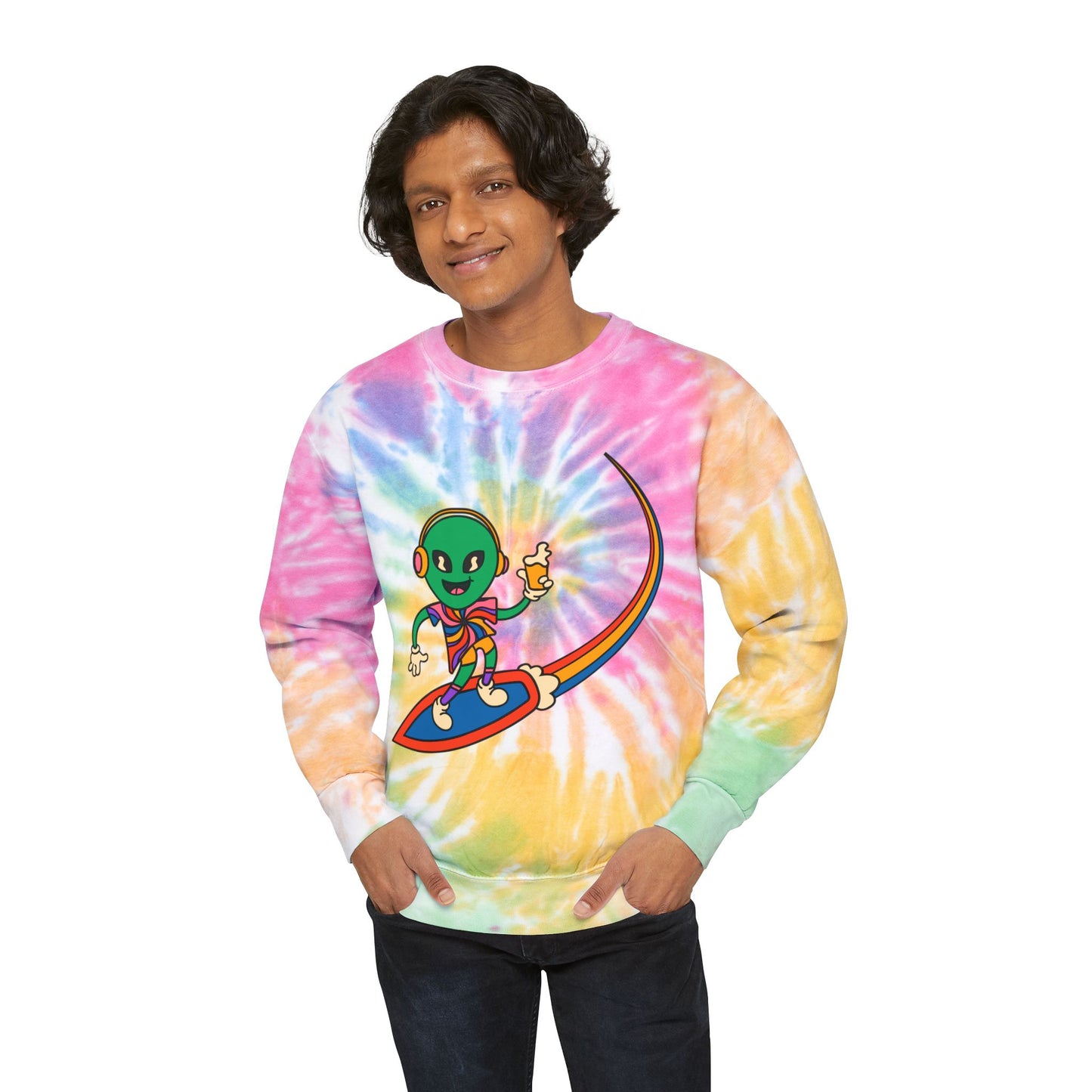 Youth Unisex Colorful Alien Tie-Dye Sweatshirt